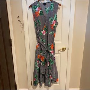 Who What Wear Floral Stripe Wrap Midi Dress XXL